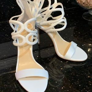 White strappy Vince Camuto sandals